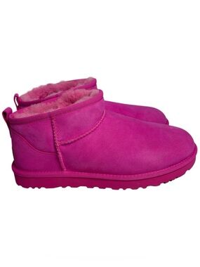 UGG Hot Pink Shearling-Lined Cozy Slip-On Ankle Boots NWOT $130